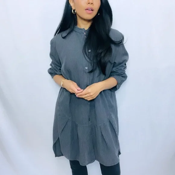 OSKA | Grey Oversized Long Sleeve Button Down Tunic Top - Picture 8 of 13